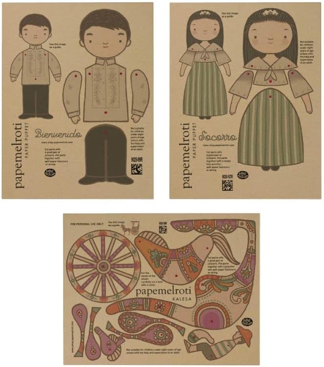 Filipiniana Kids Paper Puppets - Set of 3